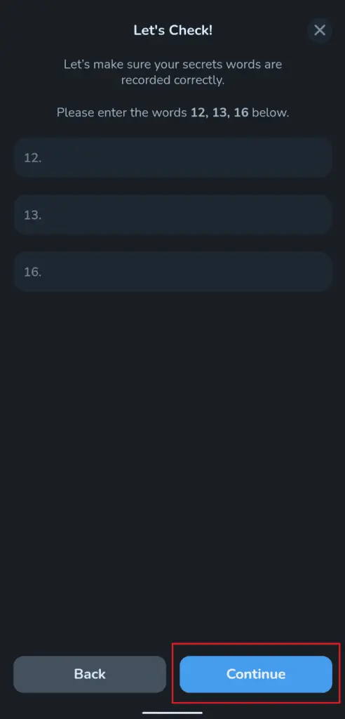 بررسی و تایید عبارت بازیابی