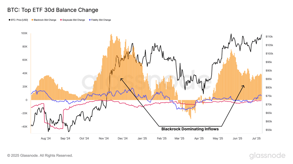 تغییرات موجودی ربترین ETFها در ۳۰ روز گذشته