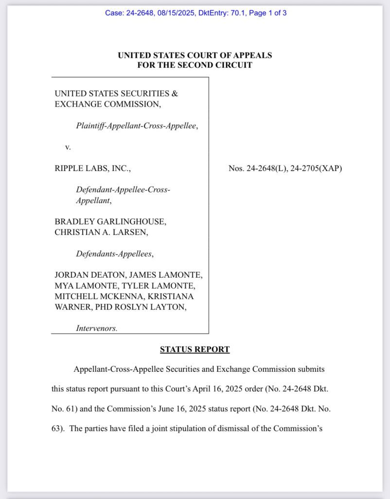 ریپل و SEC درخواست تجدیدنظر خود را از دادگاه پس گرفتند