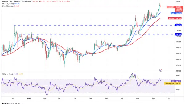 نمودار تحلیل بایننس کوین — تحلیل بایننس کوین (BNB) امروز ۲۵ شهریور ۱۴۰۴