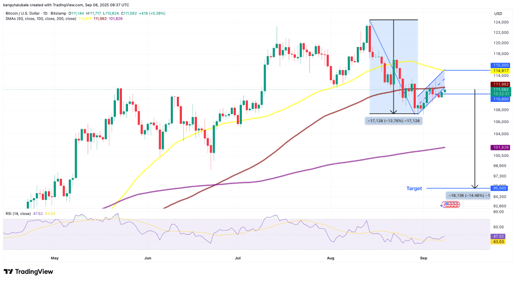 نمودار روزانه قیمت بیت کوین