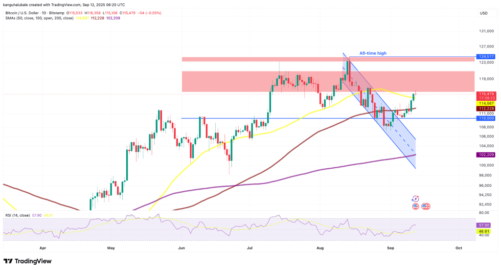 نمودار روزانه قیمت بیت کوین
