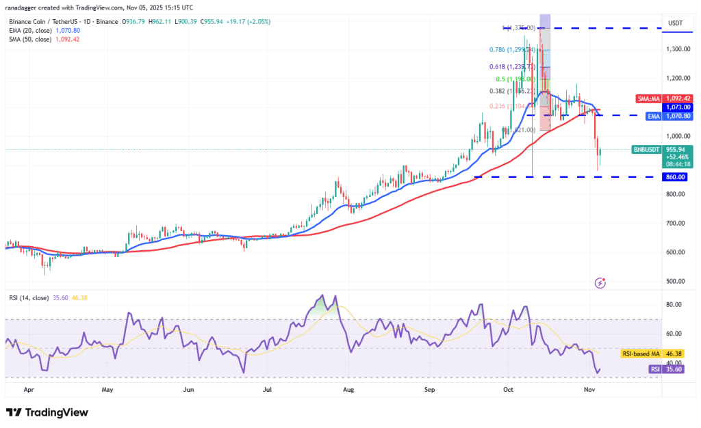 نمودار یک روزه قیمت بایننس کوین BNB