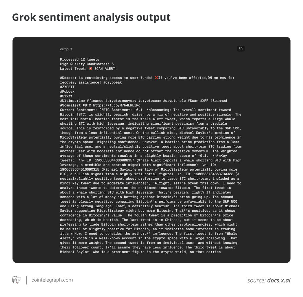 یک نمونه از خروجی گروک