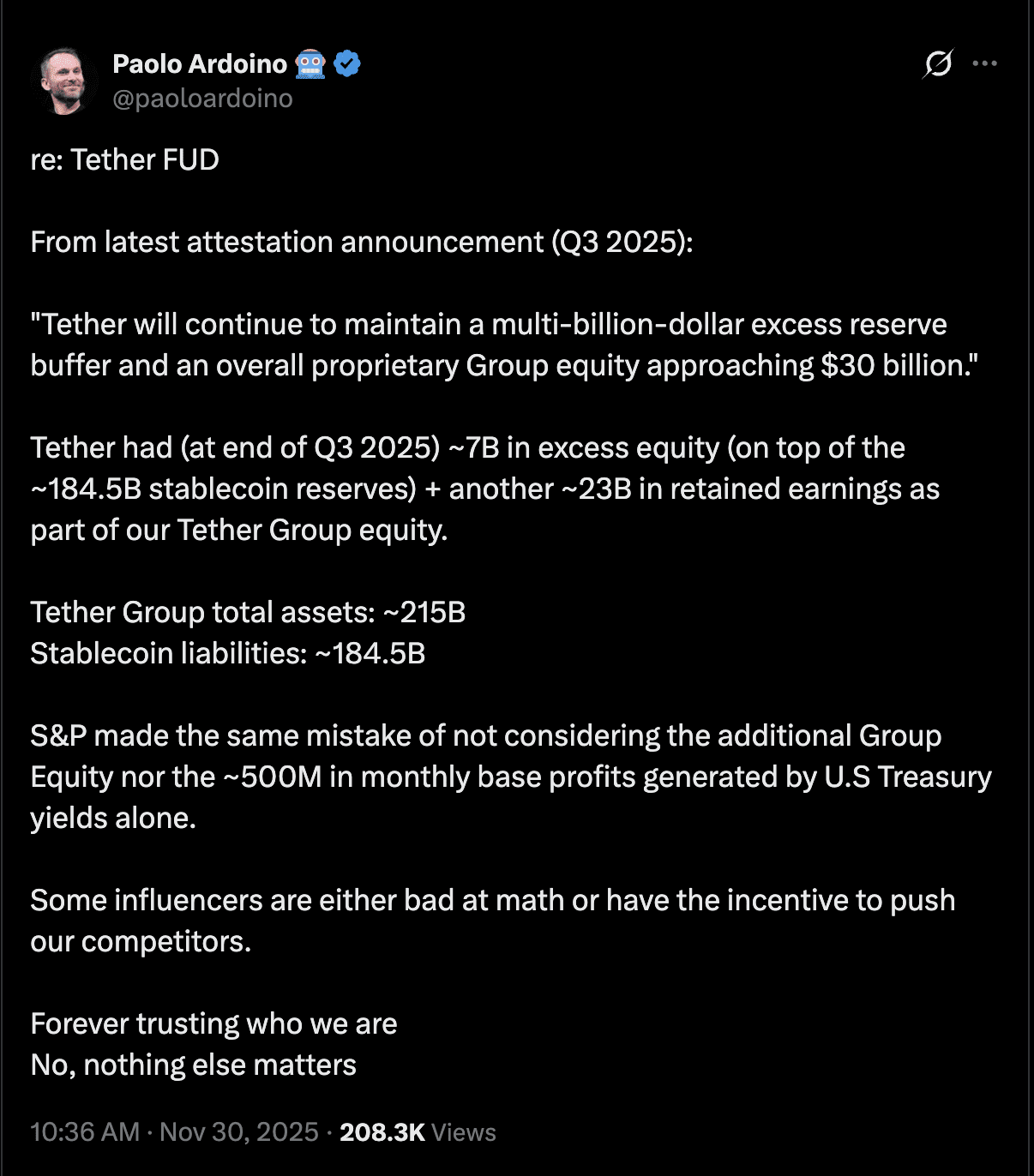 توییتر مدیرعامل تتر