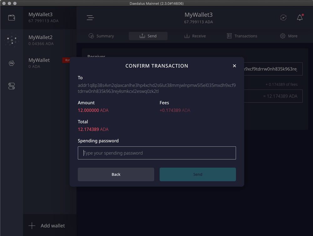 ارسال توکن از کیف پول ددالوس