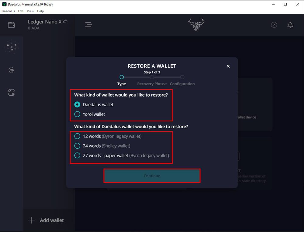 نحوه بازیابی کیف پول ددالوس