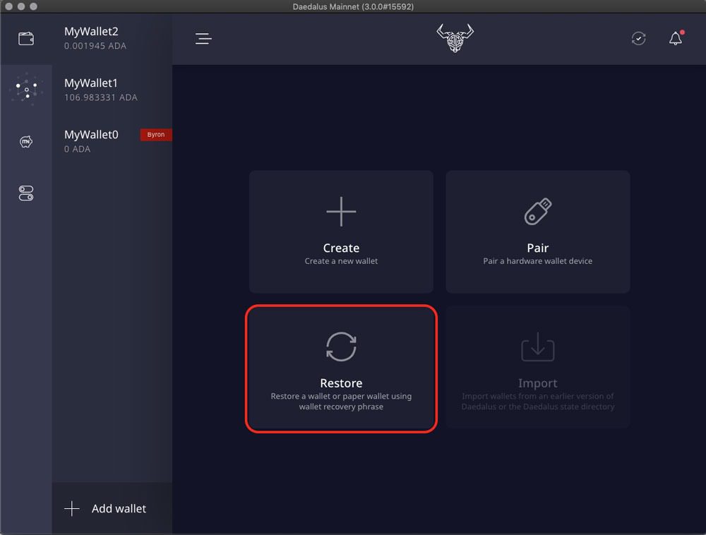 آموزش ایمپورت کردن کیف پول در ددالوس