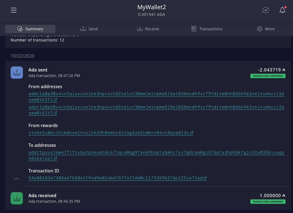 نحوه ارسال توکن از کیف پول Daedalus