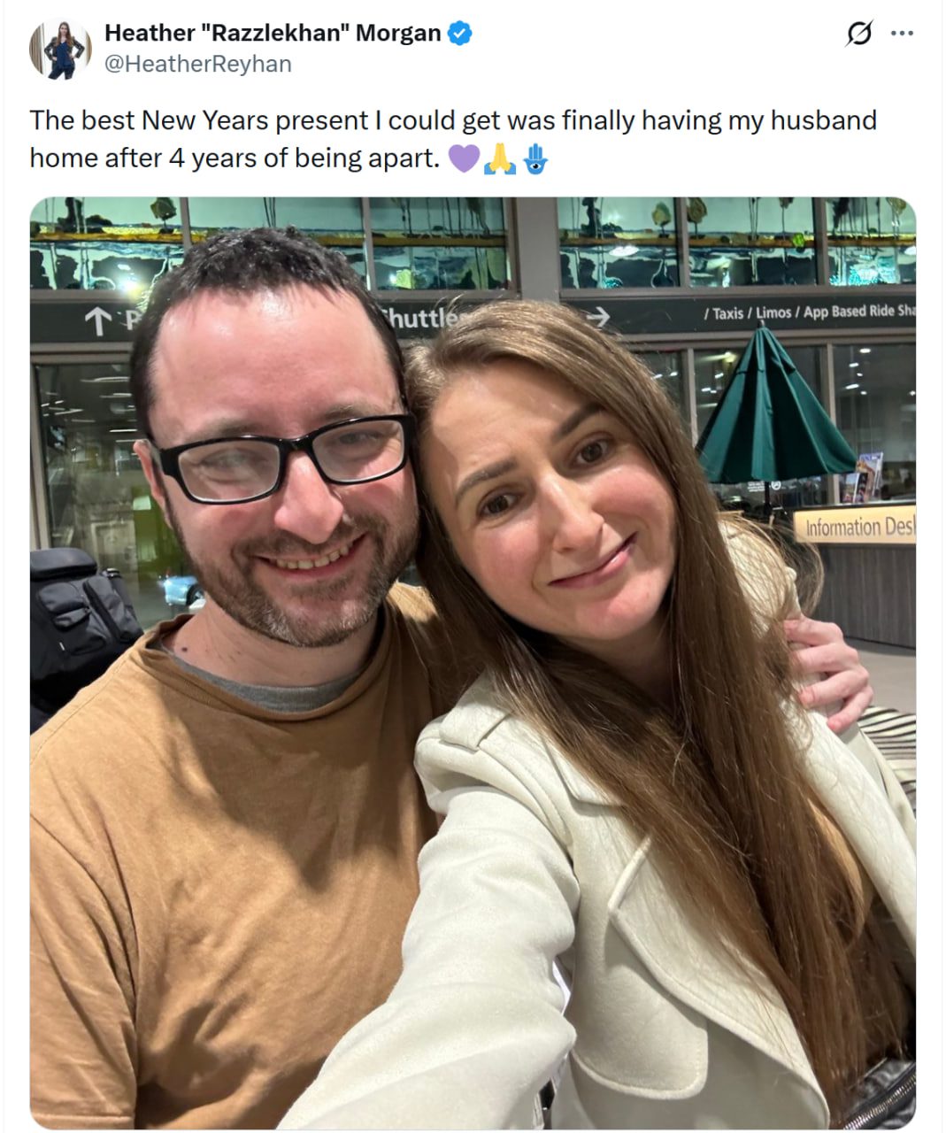 مورگان پس از آزادی لیشتن‌اشتاین عکسی از این زوج منتشر می‌کند. منبع: هدر مورگان