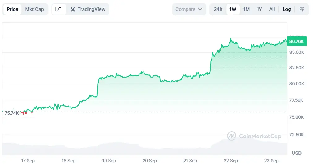 نمودار هفتگی قیمت بیت کوین