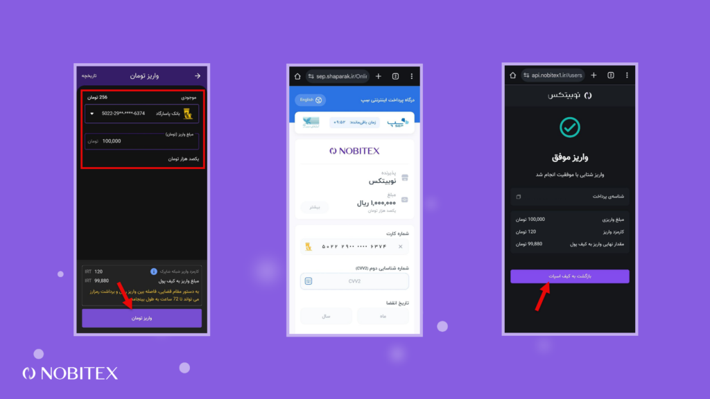 واریز ریال برای خرید تتر در نوبیتکس