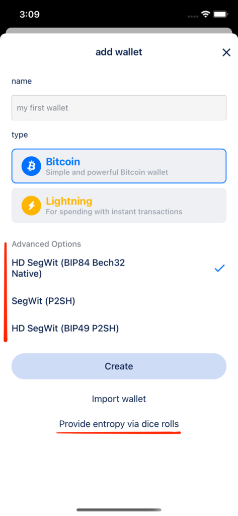 نوع کیف پول در قسمت Wallet Type