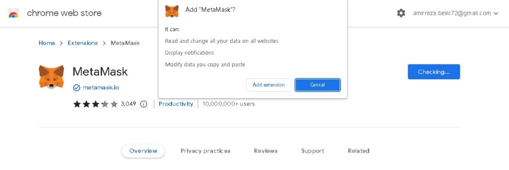 نصب کیف پول متامسک در Google Chrome