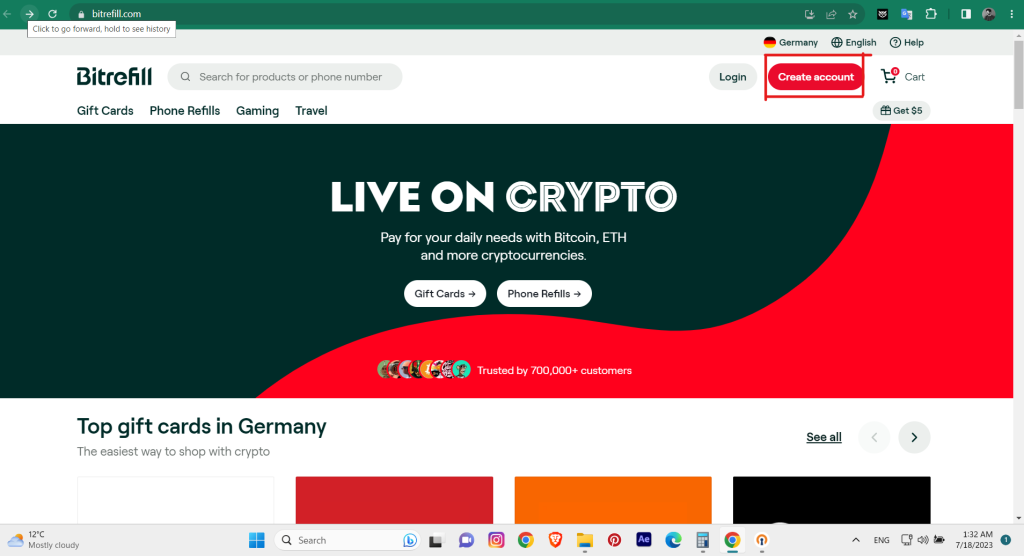 آموزش سایت Bitrefill