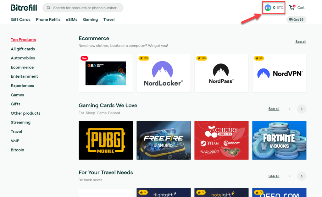 آموزش سایت Bitrefill