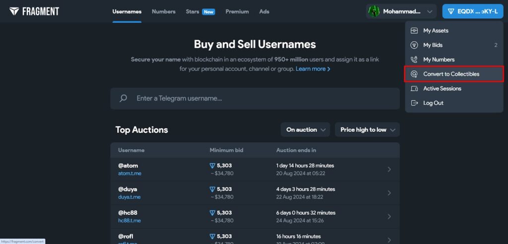 فروش نام کاربری تلگرام در فرگمنت