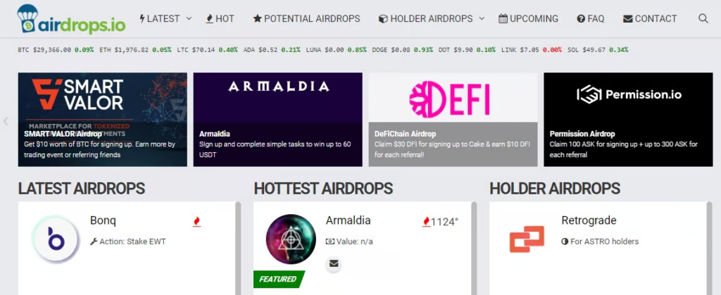 وبسایت Airdrops.io