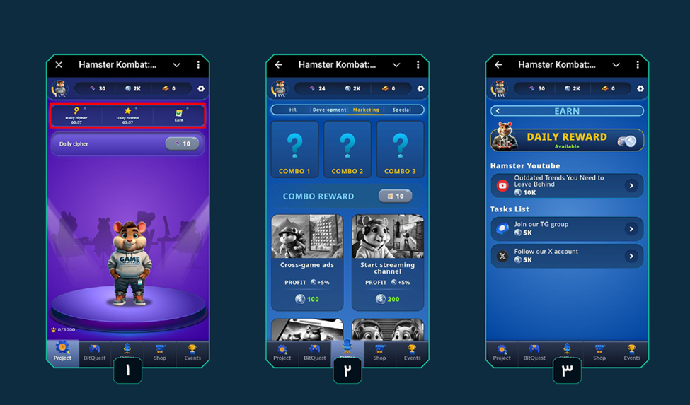 بخش‌های روزانه‌ی Project 