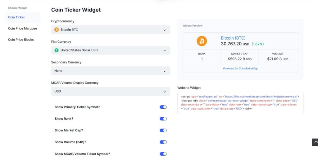 Site widget