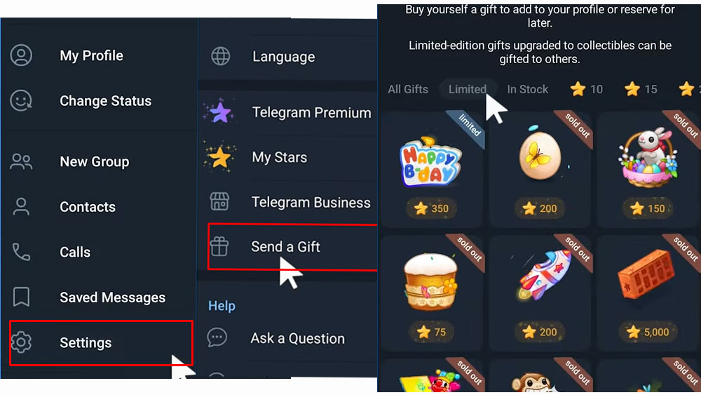 آموزش خرید گیفت تلگرام
