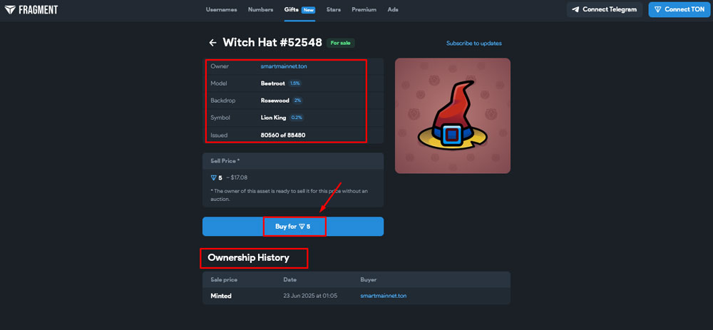 آموزش خرید Telegram Gift از فرگمنت