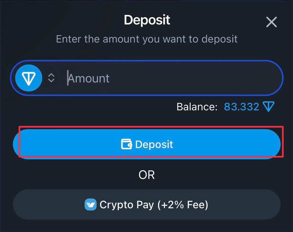ارسال توکن تون از کیف پول به ربات