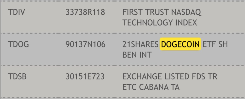 لیست شدن اولین ETF اسپات دوج کوین در DTCC