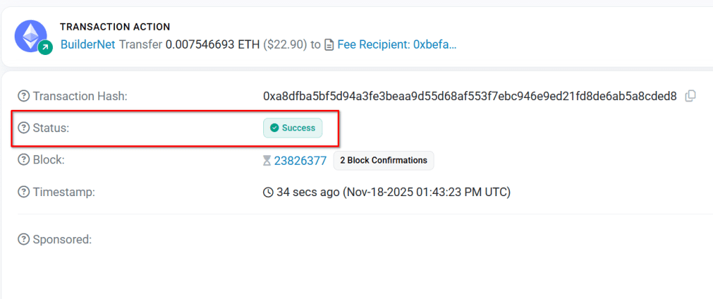 وضعیت تراکنش اتریومی