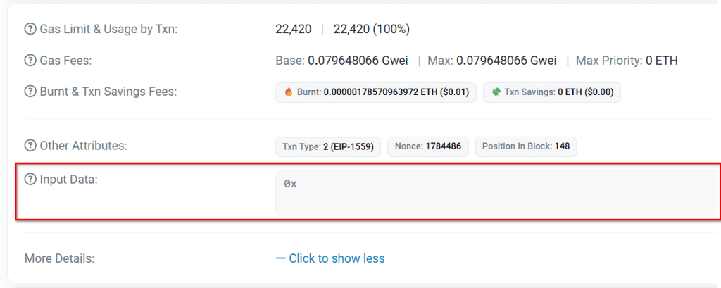 داده‌های ورودی در تراکنش اتریومی