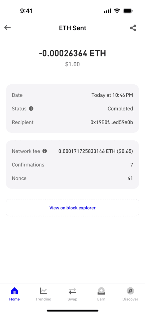 اطلاعات تراکنش در تراست والت