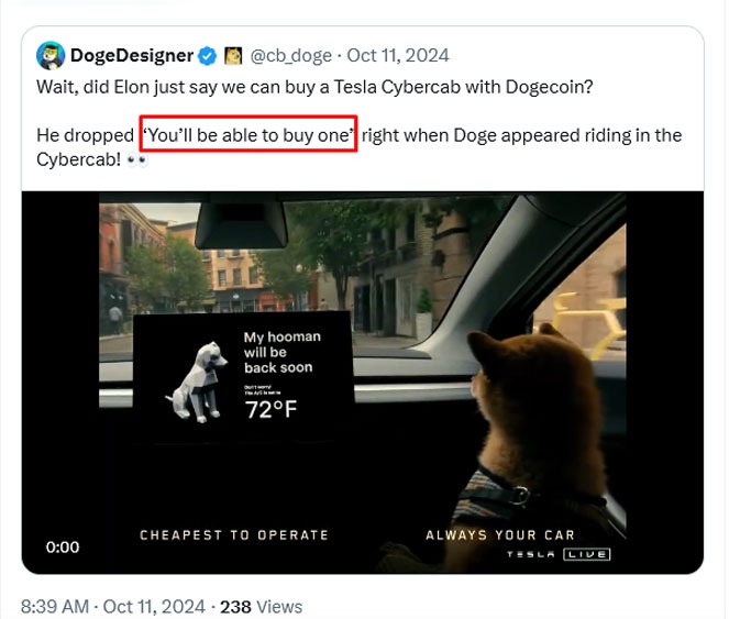 قابلیت خرید سایبرکب تسلا با دوج کوین