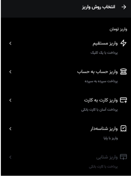 روش‌های واریز تومان به کیف پول نوبیتکس