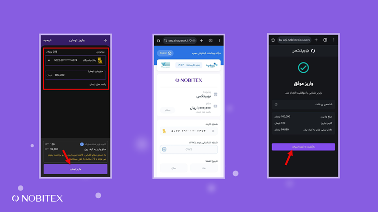 واریز ریال برای خرید تتر در نوبیتکس