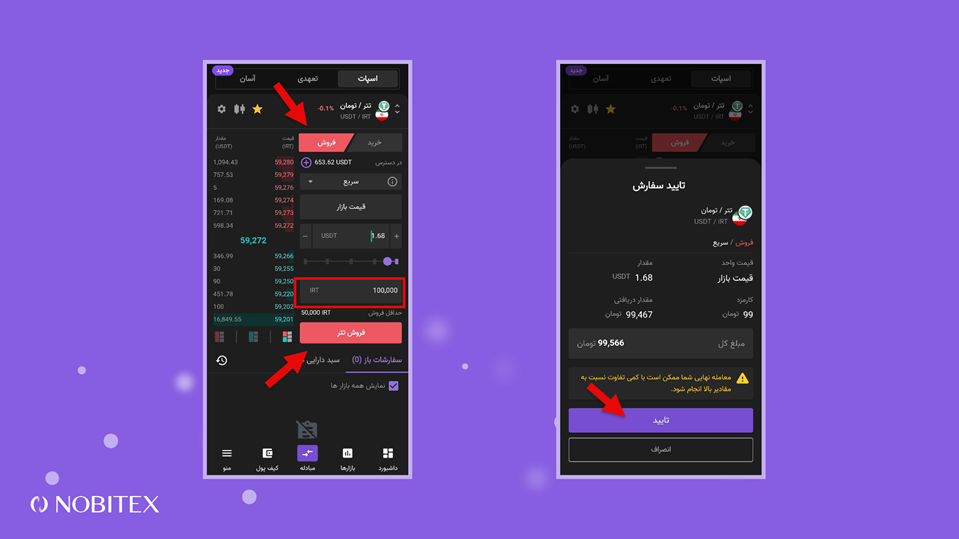 آموزش فروش تتر در نوبیتکس